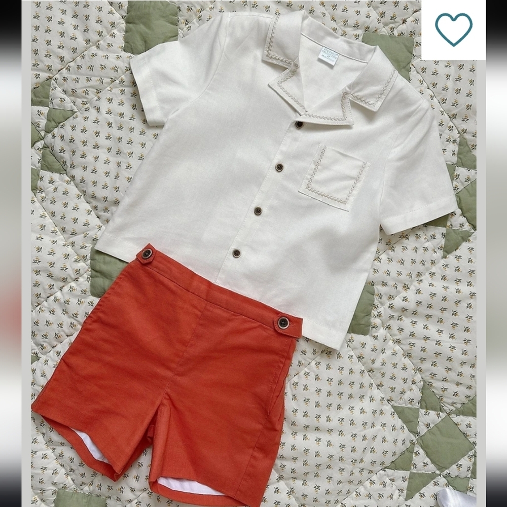 Edgehill Collection Little Boys Arlo Camp Collar Short Sleeve Woven & Shorts Set - Picture 11 of 11